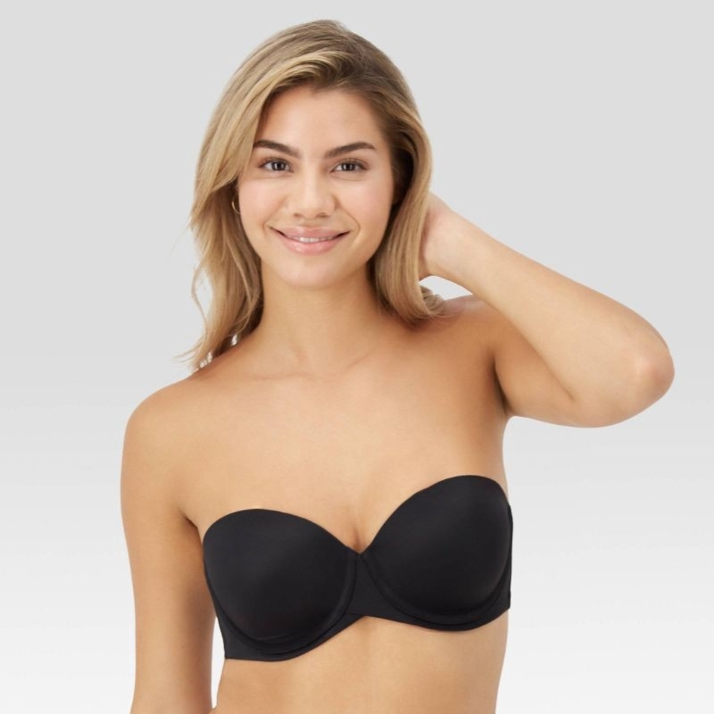 MAIDENFORM Strapless Convertible Black Bra Seamless Underwire 38C